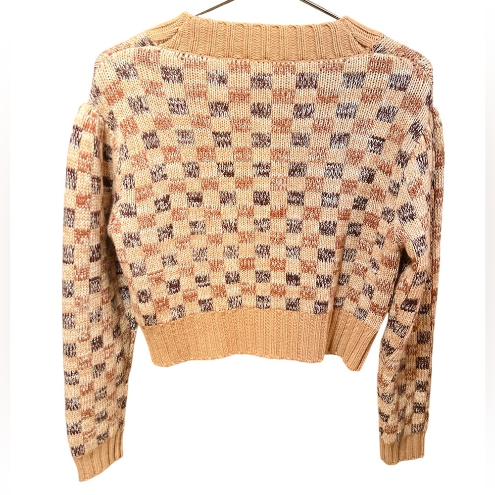 Rebecca Taylor 🥰NWOT Cashmere Wool Sweater Cardigan Jacquard Crop Small Checker - Picture 10 of 16